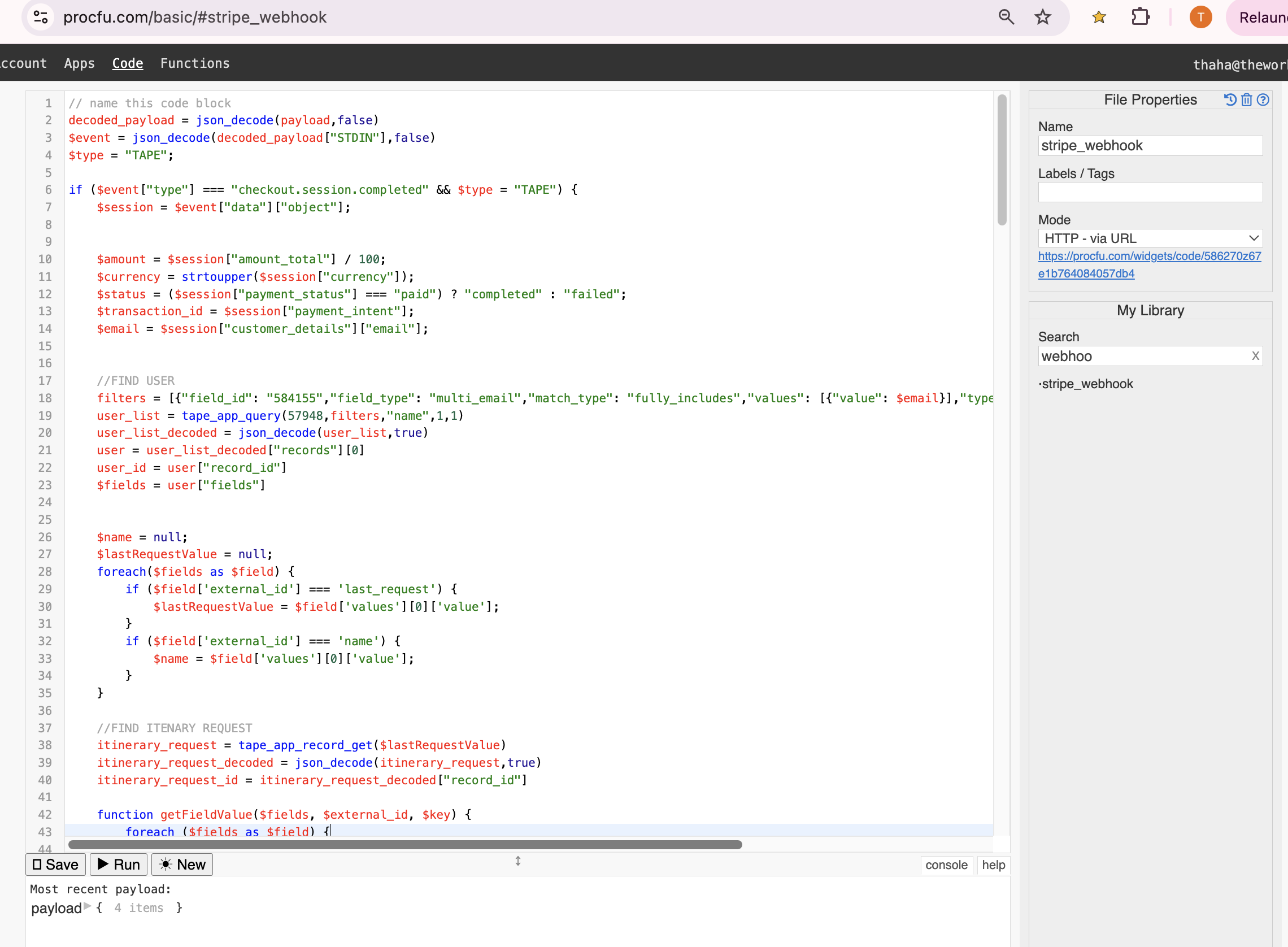 Code Block to handle the Stripe Webhook